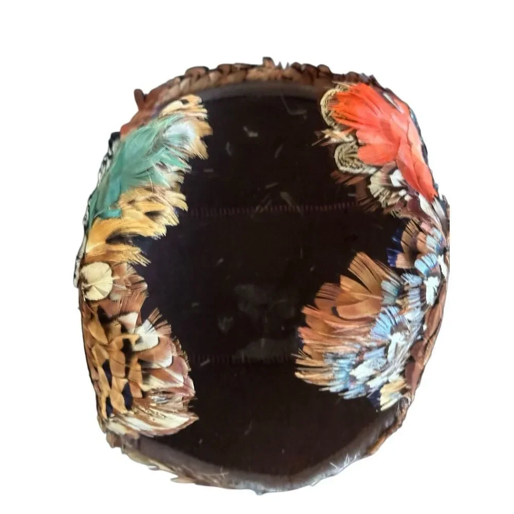 Vintage Pheasant Feather Symmetrical Hair Cap - Picture 6 of 6